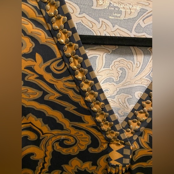 Soft Surroundings Beaded Damask V-Neck Tunic - Picture 2 of 8